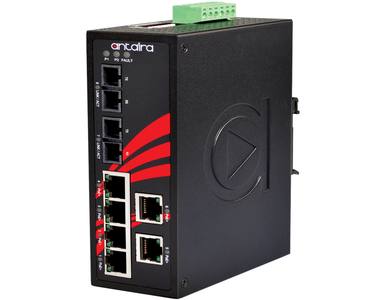 Antaira LNP-0802-M-24 - 8-Port Industrial PoE+ Unmanaged Ethernet Switch, w/6*10/100Tx (30W/Port) + 2*100Fx Multi-mode 2Km, 12VD by ANTAIRA