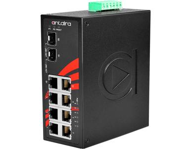 Antaira LNP-0802C-SFP-24-T - 8-Port Industrial PoE+ Unmanaged Ethernet Switch, w/6*10/100Tx (30W/Port) + 2*Gigabit Combo Ports ( by ANTAIRA