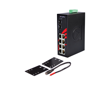 Antaira LNP-0802C-SFP-24 - 8-Port Industrial PoE+ Unmanaged Ethernet Switch, w/6*10/100Tx (30W/Port) + 2*Gigabit Combo Ports (2* by ANTAIRA
