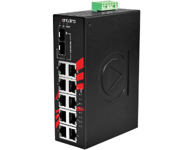 Antaira LNP-1002C-SFP-24 - 10-Port Industrial PoE+ Gigabit Unmanaged Ethernet Switch, w/8*10/100Tx + 2*Gigabit Combo (2*10/100/1 by ANTAIRA