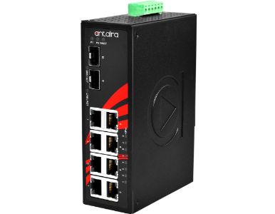 Antaira LNP-1002G-SFP-24 - 10-Port Industrial PoE+ Unmanaged Ethernet Switch, w/8*10/100/1000Tx (30W/Port) + 2*100/1000 SFP Slot by ANTAIRA