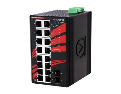 Antaira LNP-1802G-SFP-T - 18-Port Industrial PoE+ Gigabit Unmanaged Ethernet Switch, w/16*10/100/1000Tx (30W/Port) + 2*100/1000 by ANTAIRA