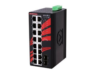 Antaira LNP-1802G-SFP - 18-Port Industrial PoE+ Gigabit Unmanaged Ethernet Switch, w/16*10/100/1000Tx (30W/Port) + 2*100/1000 SF by ANTAIRA
