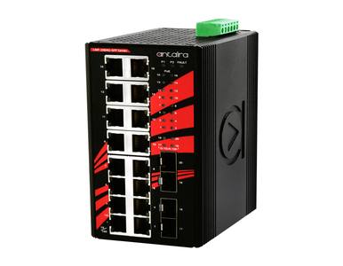 Antaira LNP-2004G-SFP-T - 20-Port Industrial PoE+ Gigabit Unmanaged Ethernet Switch, w/16*10/100/1000Tx (30W/Port) + 4*100/1000 by ANTAIRA