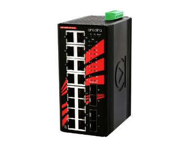 Antaira LNP-2004G-SFP - 20-Port Industrial PoE+ Gigabit Unmanaged Ethernet Switch, w/16*10/100/1000Tx (30W/Port) + 4*100/1000 SF by ANTAIRA