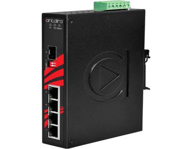 Antaira LNX-0501G-SFP-T - 5-Port Industrial Unmanaged Ethernet Switch, w/4*10/100/1000Tx + 1*100/1000 SFP Slot; EOT: -40~75C by ANTAIRA