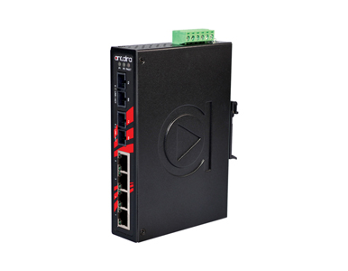Antaira LNX-0602-M-T - 6-Port Industrial Unmanaged Ethernet Switch, w/2*100Fx (SC) Mulit-mode 2Km, EOT (-40C - 75C) by ANTAIRA