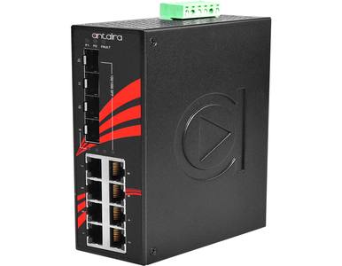 Antaira LNX-1204G-SFP-T - 12-Port Industrial Gigabit Unmanaged Ethernet Switch, w/8*10/100/1000Tx + 4*100/1000 SFP Slots; EOT: - by ANTAIRA
