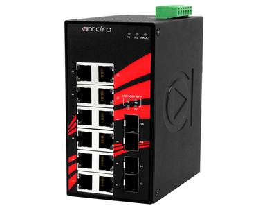 Antaira LNX-1604G-SFP-T - 16-Port Industrial Gigabit Unmanaged Ethernet Switch, w/12*10/100/1000Tx + 4*100/1000 SFP Slots; EOT: by ANTAIRA