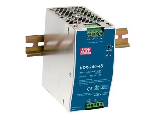 Mean Well NDR-240-24 - AC-DC Single output Industrial DIN rail power supply; Output 24Vdc at 10A; metal case by MEANWELL