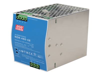 Mean Well NDR-480-48 - AC-DC Single output Industrial DIN rail power supply; Output 48Vdc at 10A; metal case by MEANWELL