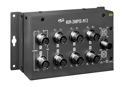 ICP DAS NSM-208PSE-M12 - PoE version of NSM-208-M12 by ICP DAS