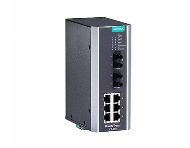 Moxa PT-508-MM-ST-24 - IEC 61850-3 managed Ethernet switch with 6 10/100BaseT(X) ports, and 2 100BaseFX multi-mode ports with ST by MOXA