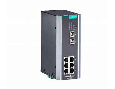 Moxa PT-508-SS-LC-48 - IEC 61850-3 managed Ethernet switch with 6 10/100BaseT(X) ports, and 2 100BaseFX single-mode ports with L by MOXA