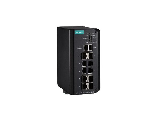 Moxa PT-G510-8GSFP-PHR-WV - IEC 61850-3 and IEC 62439-3 full Gigabit managed Ethernet switch with 10 100/1000Base SFP ports, iso by MOXA