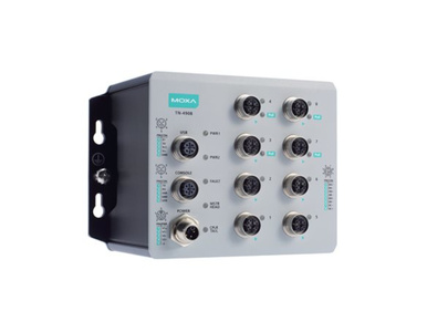Moxa TN-4908-ETBN-4GPoE-4GTXBP-WV-CT-T - IEC 61375 ETBN industrial secure router with 8 Gigabit Ethernet ports including 4 Gigab by MOXA