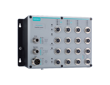 Moxa TN-5516A-8PoE-WV-T - L2 Managed Ethernet switch with 8 * 10/100BaseT(X) ports and 8 * 802.3at PoE+ M12 connectors, 24 - 110 by MOXA