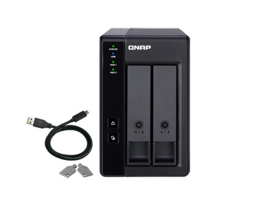 QNAP TR-002-US - 2-bay 3.5' SATA HDD USB 3.1 Gen2 10Gbps type-C hardware RAID external enclosure. USB-C to USB-A cable included. by QNAP