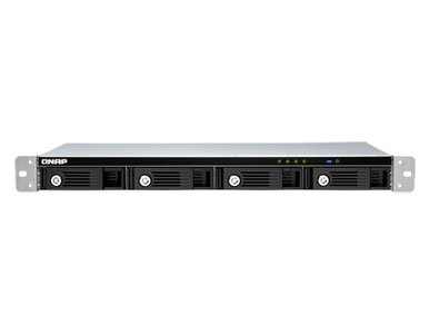 QNAP TR-004U-US - 4-bay 1U 12' short-depth rackmount 3.5' SATA HDD USB 3.0 type-C hardware RAID external enclosure. 1M USB 3.0 t by QNAP