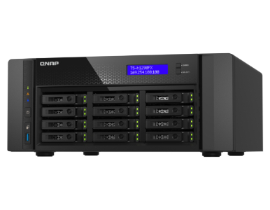 QNAP TS-h1290FX-7302P-256G-US - 12-Bay all-flash desktop NAS, AMD EPYC 7302P (up to 3.2GHz), 12 x 2.5' U.2 NVMe/SATA SSD bays by QNAP
