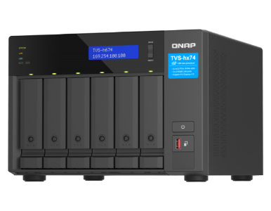 QNAP TVS-h674-i3-16G-US - Ultra-High Speed 6 Bay NAS. Intel® Core' i3-12100 4C/8T Processor, 16GB RAM DDR4 RAM, 3.5'/2.5' HD by QNAP